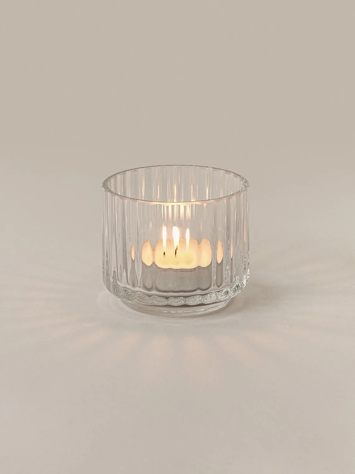 Portavelas|Jarrones>Lyngby Porcelaen Portavelas soplado con estriado Lyngby