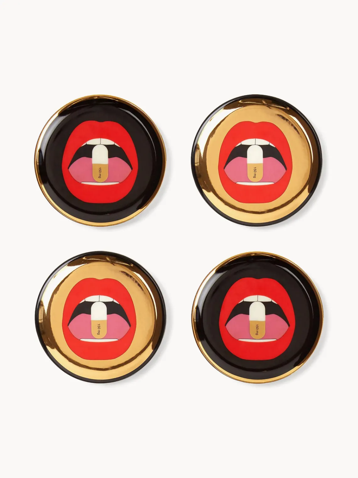 Posavasos de porcelana con oro Full Dose, 4 uds. Posavasos|Vajillas Completas