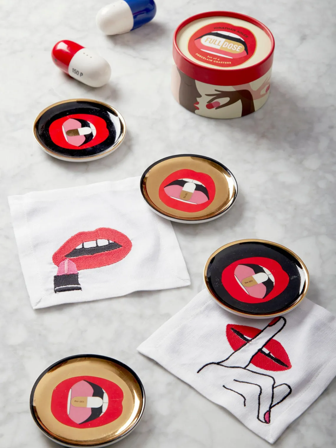 Posavasos de porcelana con oro Full Dose, 4 uds. Posavasos|Vajillas Completas