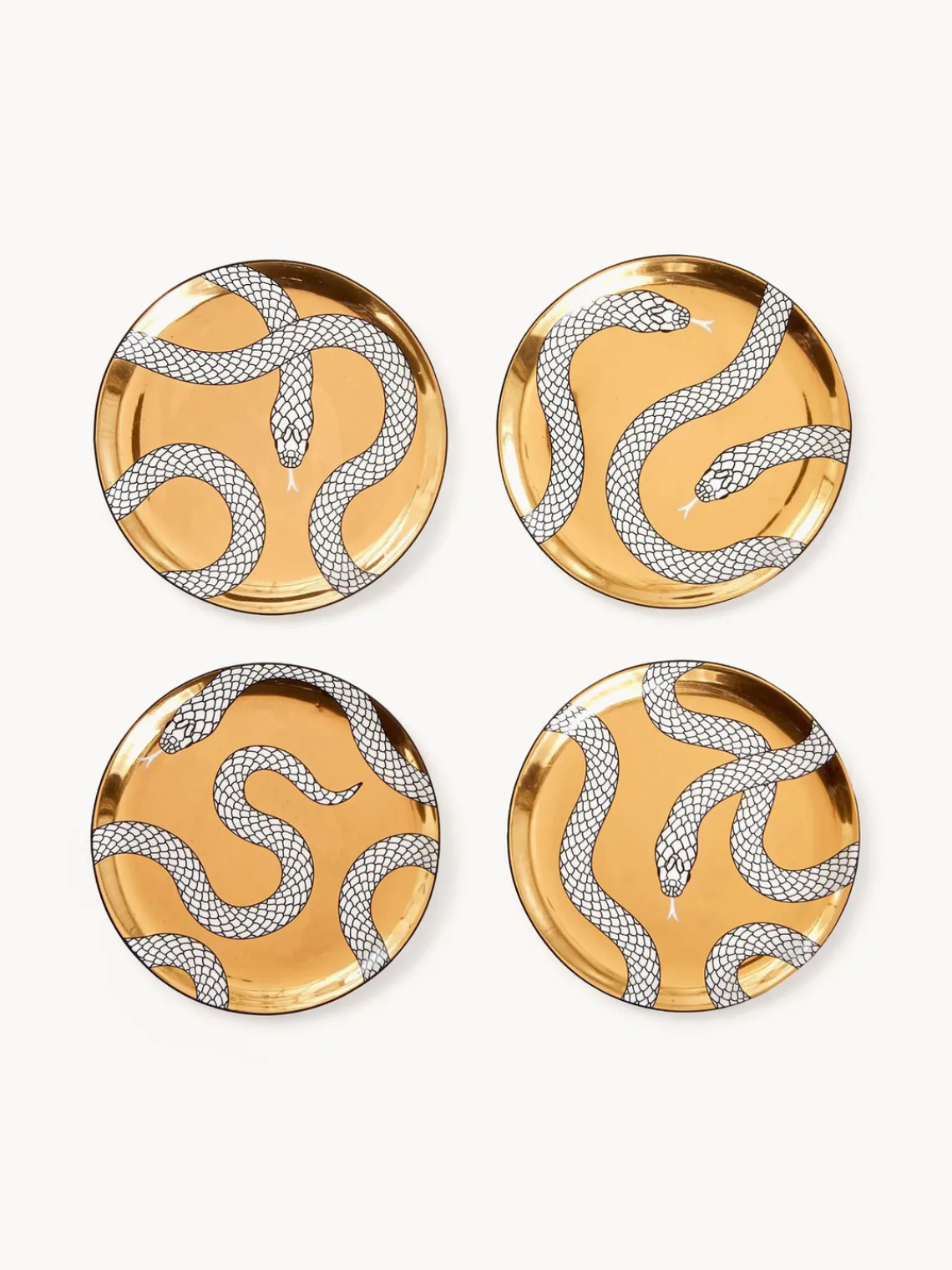 Clearance Posavasos de porcelana Eden con oro, 4 uds. Posavasos|Vajillas Completas