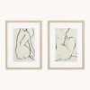 New Pósters con marcos de madera Refined, 2 uds. Cuadros Y Láminas Decorativas|Jarrones