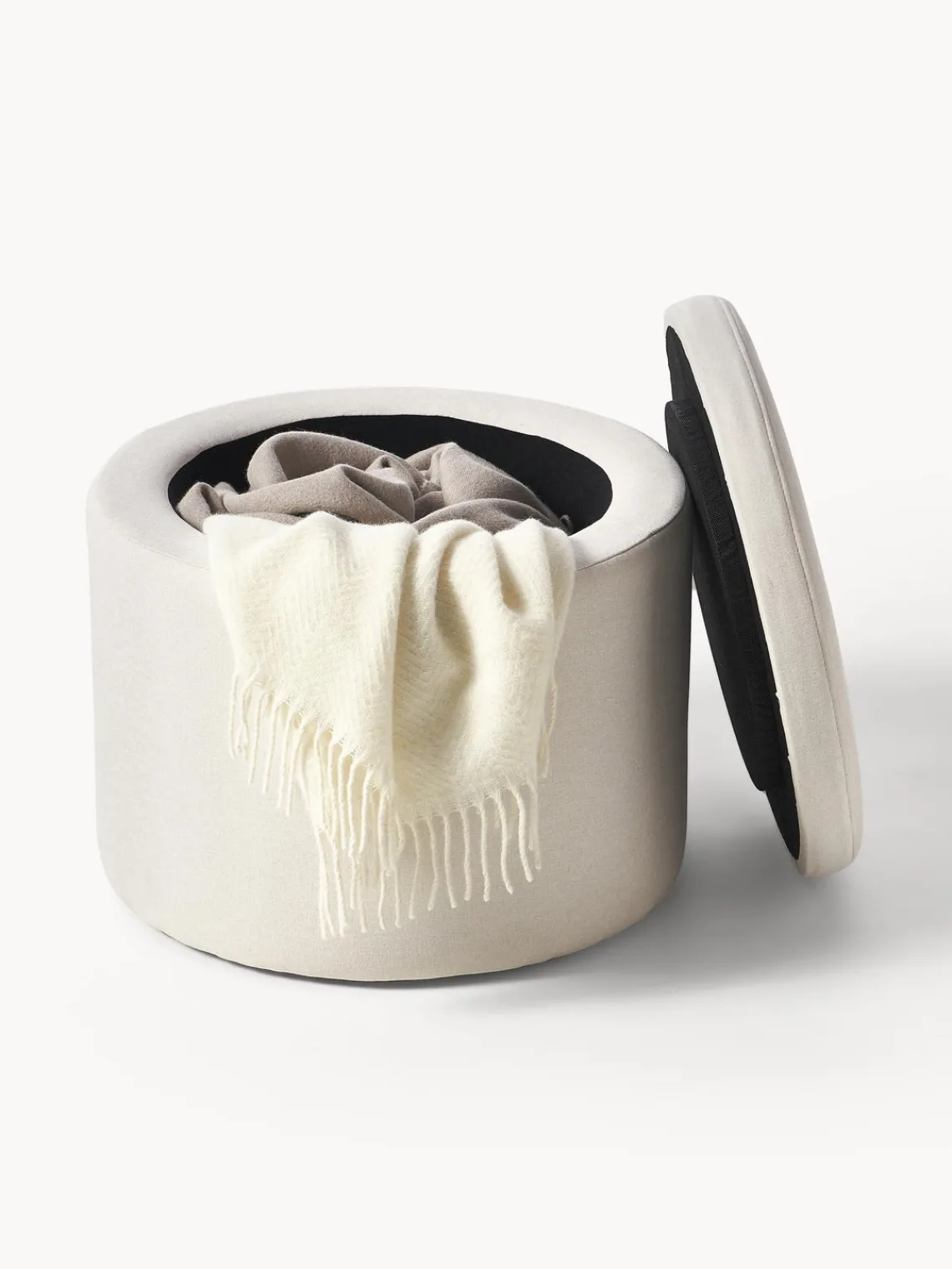 Pufs Y Otomanos|Pufs Y Otomanos>Westwing Collection Puf Alida, con espacio de almacenamiento Tejido blanco Off White