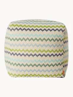Cojines Para Suelo Y Pufs|Mantas>Missoni Puf artesanal Capri Tonos verdes y azules, blanco Off White