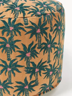 Cojines Para Suelo Y Pufs|Puf De Exterior>Palais Puf artesanal interior/exterior Laura Marrón claro, verde oscuro, rosa claro