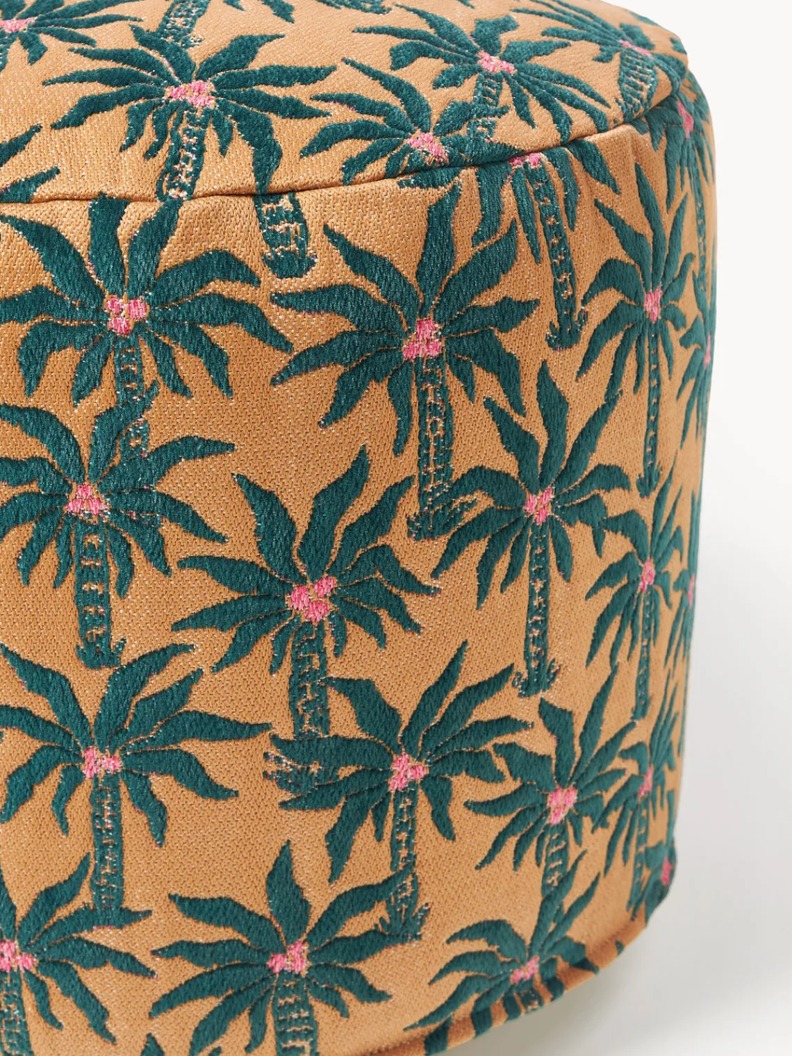 Cojines Para Suelo Y Pufs|Puf De Exterior>Palais Puf artesanal interior/exterior Laura Marrón claro, verde oscuro, rosa claro