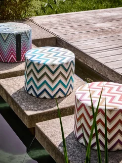 Cojines Para Suelo Y Pufs|Mantas>Missoni Puf artesanal Watamu Tonos verdes y azules, blanco Off White