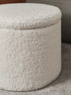 Pufs Y Otomanos|Pufs Y Otomanos>Westwing Collection Puf de borreguillo con espacio de almacenamiento Alida Borreguillo blanco