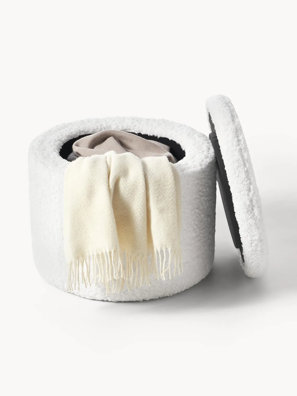 Pufs Y Otomanos|Pufs Y Otomanos>Westwing Collection Puf de borreguillo con espacio de almacenamiento Alida Borreguillo blanco