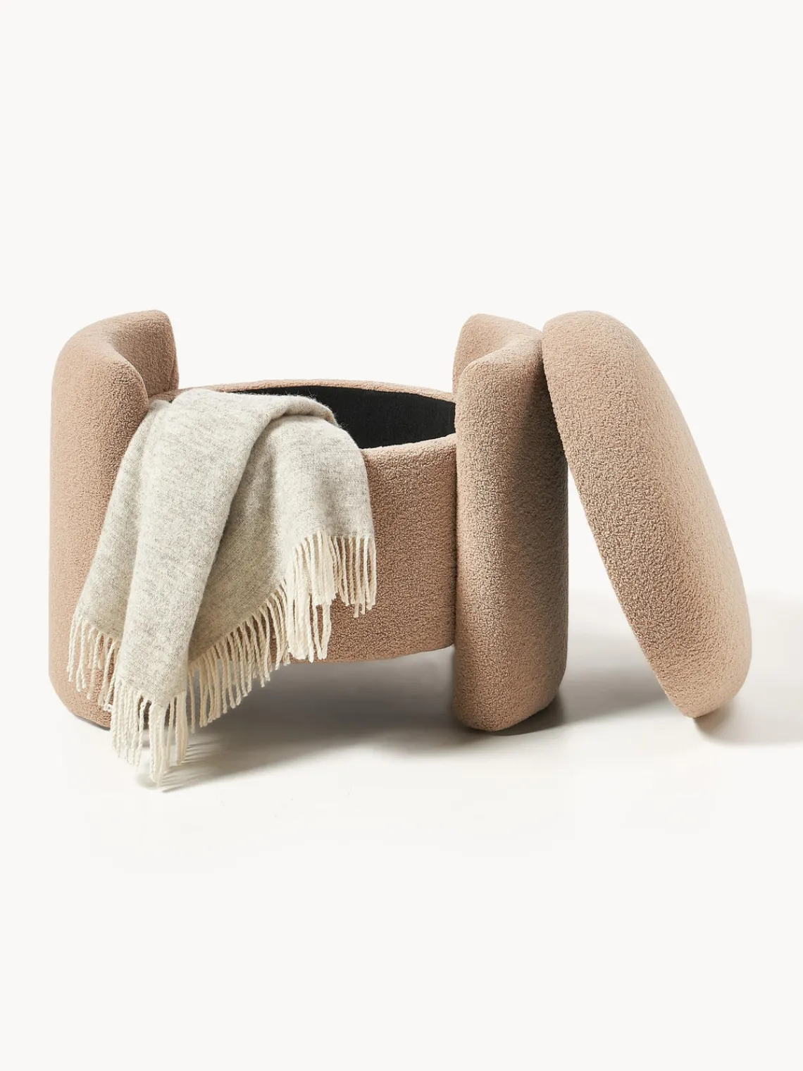 Pufs Y Otomanos|Pufs Y Otomanos>Westwing Collection Puf de borreguillo con espacio de almacenaje Benji Borreguillo beige