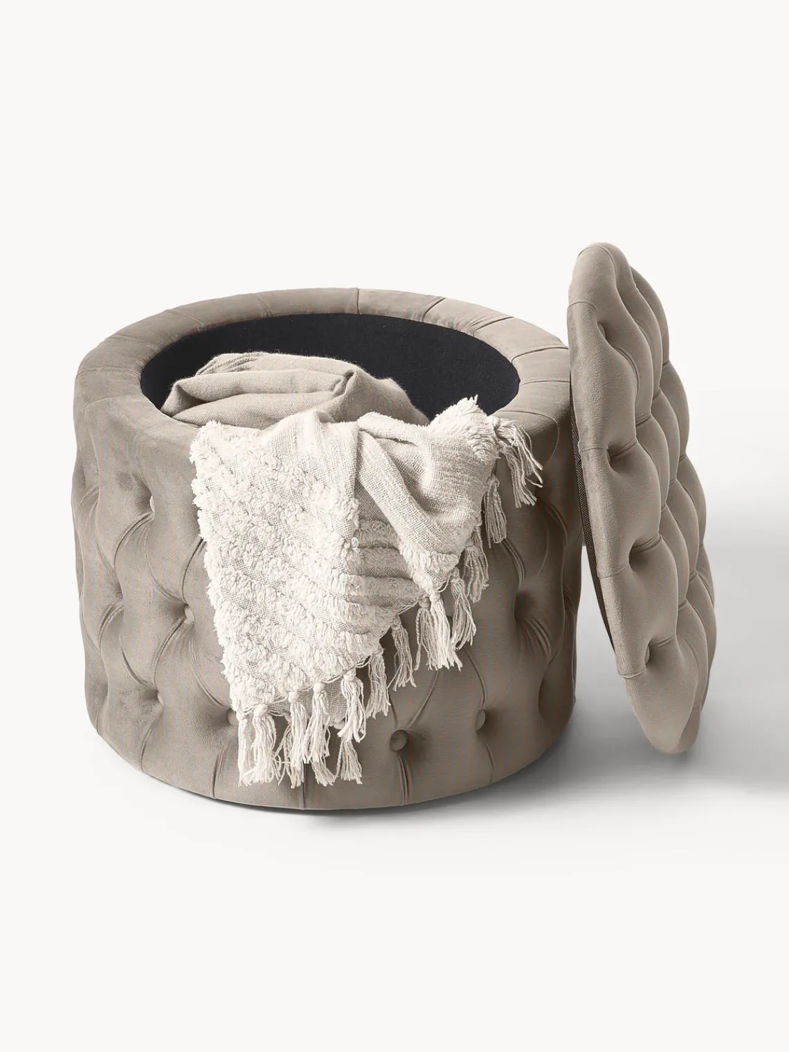 Discount Puf de terciopelo Chiara, con espacio de almacenamiento Pufs Y Otomanos|Pufs Y Otomanos