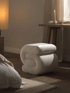 Pufs Y Otomanos|Pufs Y Otomanos>Westwing Collection Puf de terciopelo Merle Terciopelo blanco crema