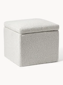 Pufs Y Otomanos|Pufs Y Otomanos>Westwing Collection Puf en tejido bouclé con espacio de almacenamiento Winou Bouclé blanco Off White