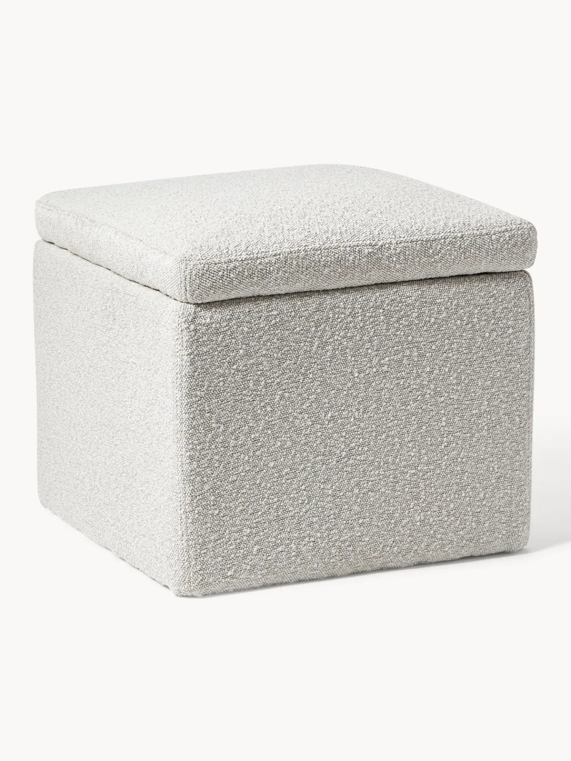 Pufs Y Otomanos|Pufs Y Otomanos>Westwing Collection Puf en tejido bouclé con espacio de almacenamiento Winou Bouclé blanco Off White