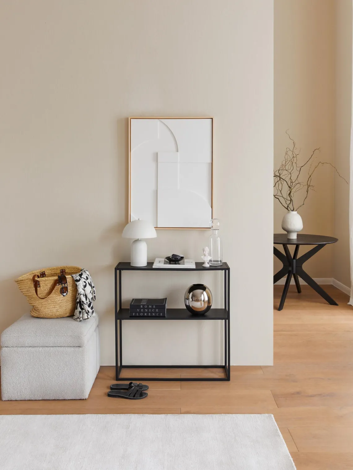 Pufs Y Otomanos|Pufs Y Otomanos>Westwing Collection Puf en tejido bouclé con espacio de almacenamiento Winou Bouclé blanco Off White