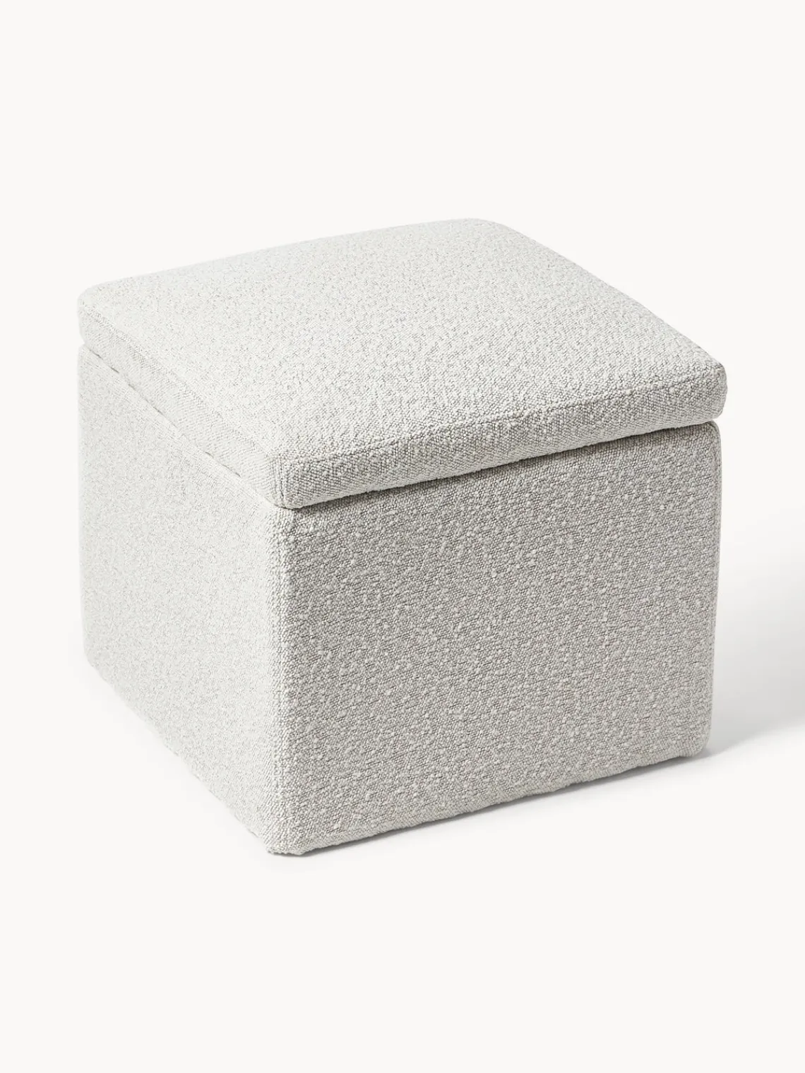 Pufs Y Otomanos|Pufs Y Otomanos>Westwing Collection Puf en tejido bouclé con espacio de almacenamiento Winou Bouclé blanco Off White