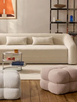 Pufs Y Otomanos|Pufs Y Otomanos>Westwing Collection Puf en tejido bouclé Ellie Bouclé rosa oscuro