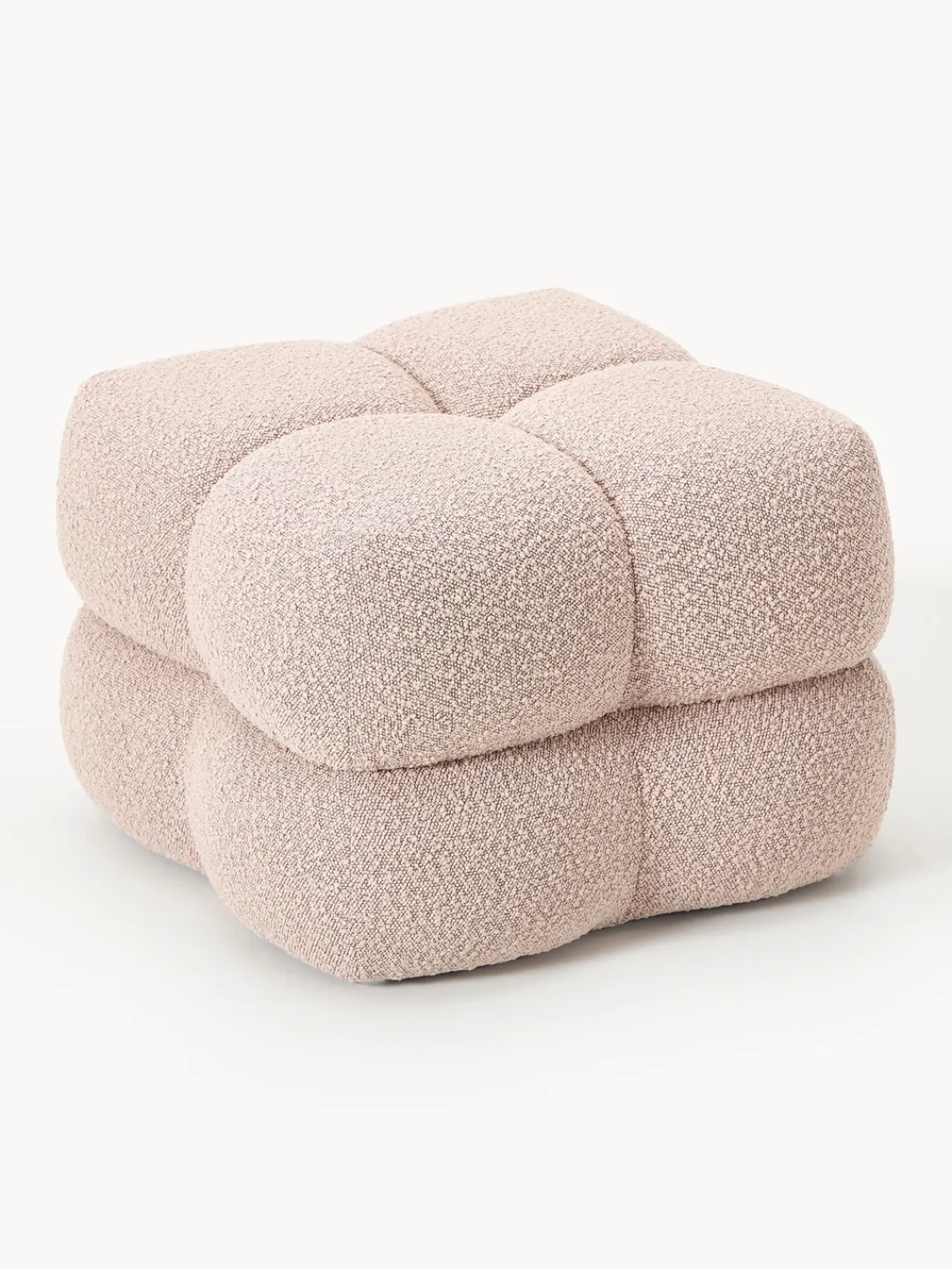 Pufs Y Otomanos|Pufs Y Otomanos>Westwing Collection Puf en tejido bouclé Ellie Bouclé rosa oscuro