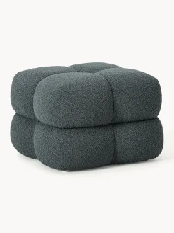 Pufs Y Otomanos|Pufs Y Otomanos>Westwing Collection Puf en tejido bouclé Ellie Bouclé gris azulado