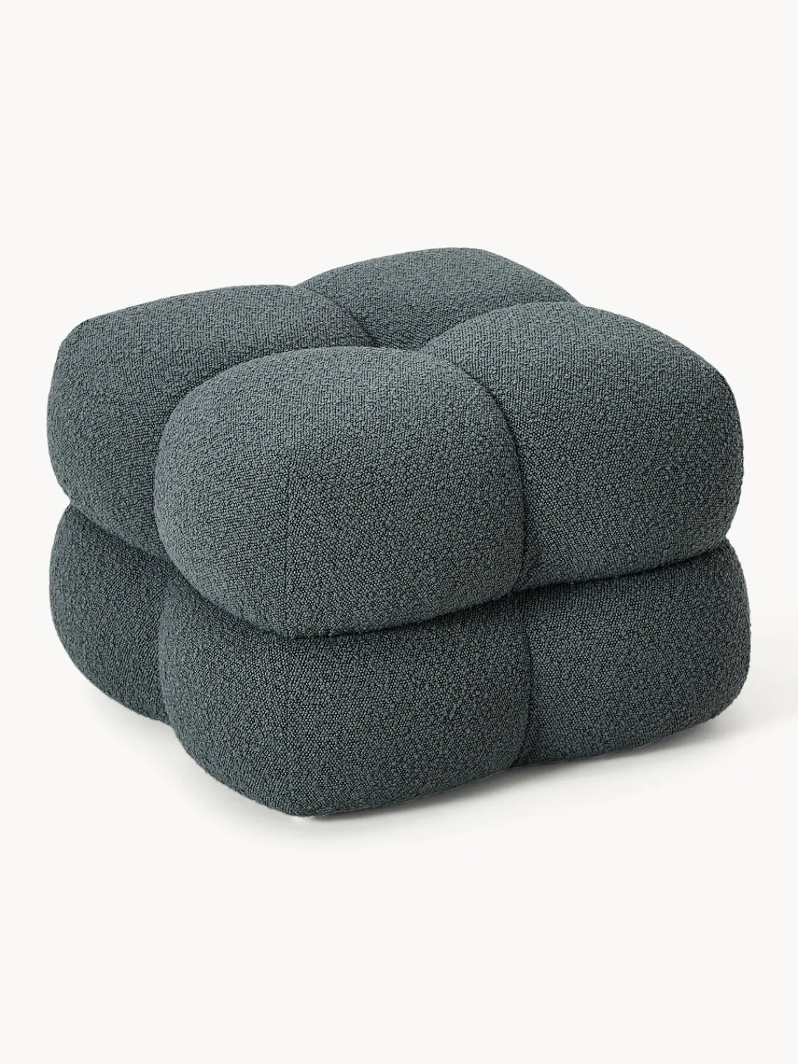 Pufs Y Otomanos|Pufs Y Otomanos>Westwing Collection Puf en tejido bouclé Ellie Bouclé gris azulado