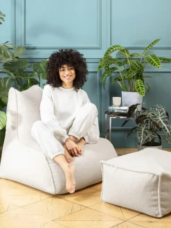 Clearance Puf en tejido bouclé Woolly Sillones Pequeños|Sillones