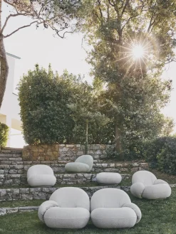 New Puf giratorio de exterior en tejido de bouclé Pacha Puf De Exterior|Muebles De Jardín