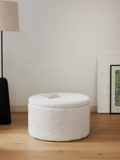 Pufs Y Otomanos|Pufs Y Otomanos>Westwing Collection Puf grande de borreguillo con espacio de almacenamiento Alida Borreguillo blanco