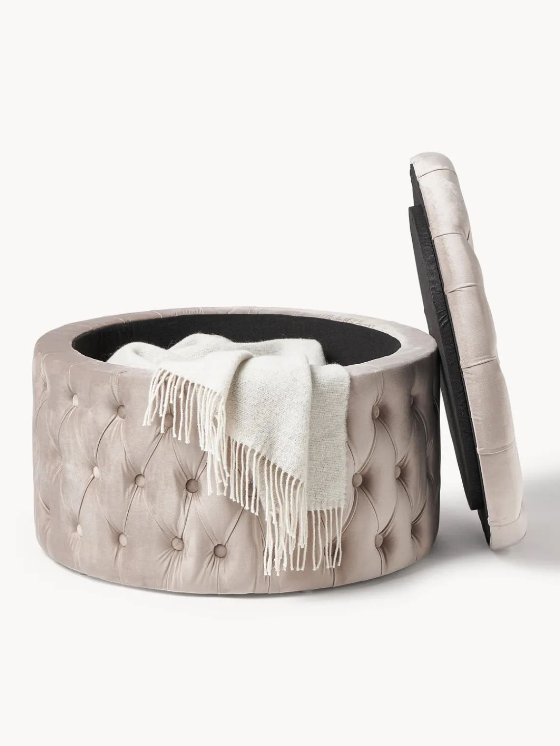 Pufs Y Otomanos|Pufs Y Otomanos>Westwing Collection Puf grande de terciopelo Chiara, con espacio de almacenamiento