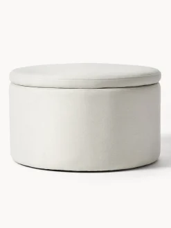 Pufs Y Otomanos|Pufs Y Otomanos>Westwing Collection Puf grande tapizado con espacio de almacenamiento Alida Tejido blanco Off White