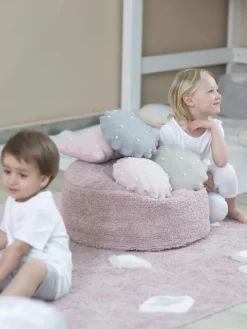 Decoración Infantil|Mesas Y Sillas Infantiles></noscript>Lorena Canals Puf infantil artesanal Chill Tejido rosa claro