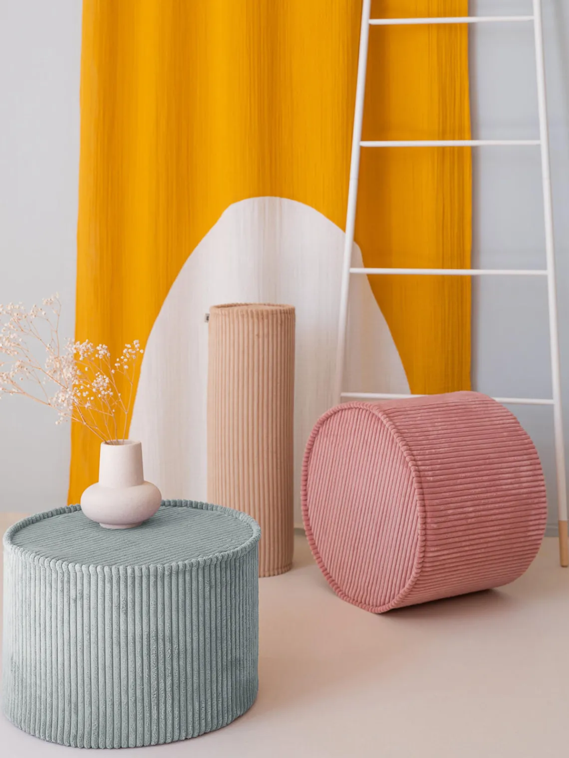 Decoración Infantil|Mesas Y Sillas Infantiles>Wigiwama Puf infantil de pana Sugar, Ø 40 cm Pana azul claro