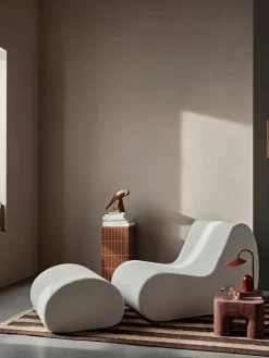 Sillones De Jardín|Sillones De Jardí­N>Ferm Living Puf para exterior en tejido bouclé Rouli Bouclé blanco Off White