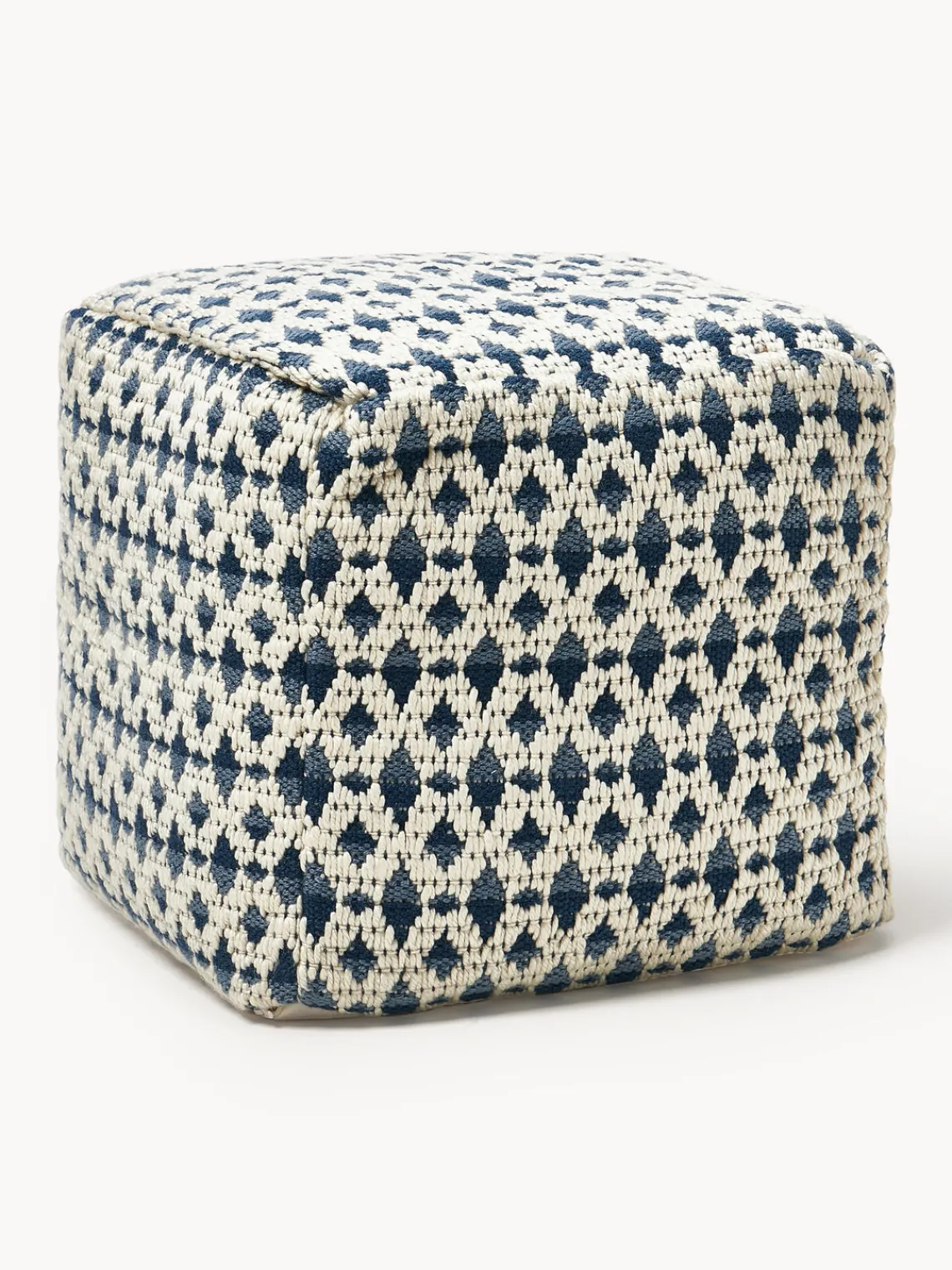 Mantas|Cojines Para Suelo Y Pufs>Westwing Collection Puf para exterior estampado Yamir Tonos azules, blanco Off White