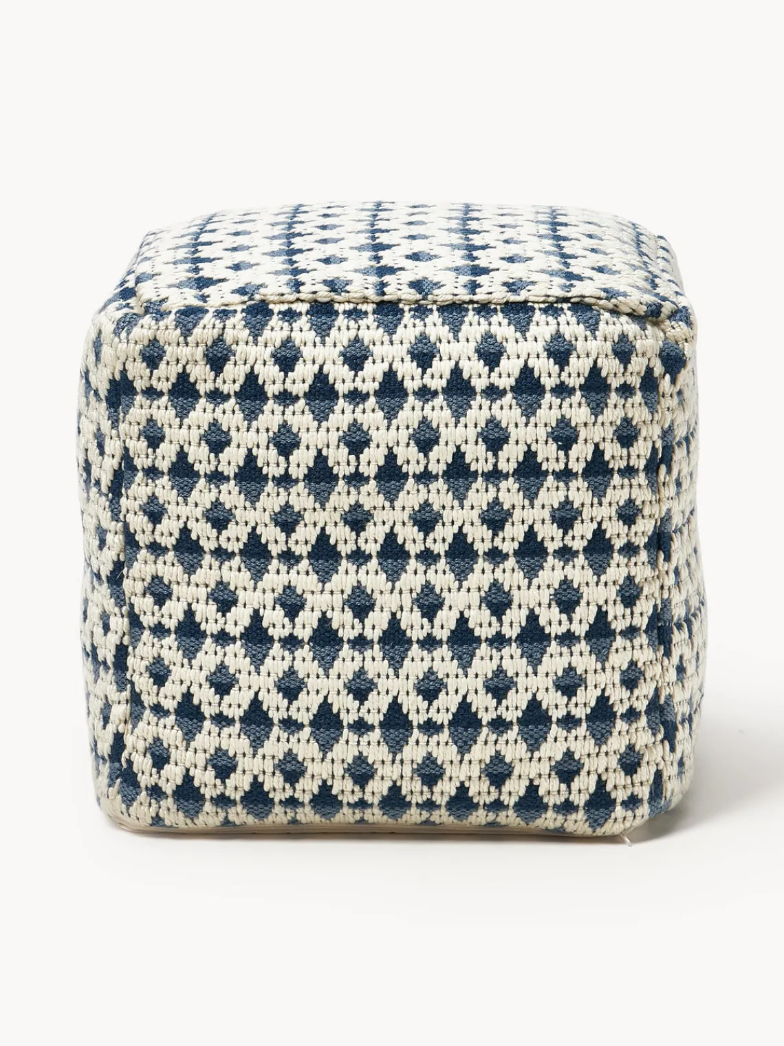 Mantas|Cojines Para Suelo Y Pufs>Westwing Collection Puf para exterior estampado Yamir Tonos azules, blanco Off White