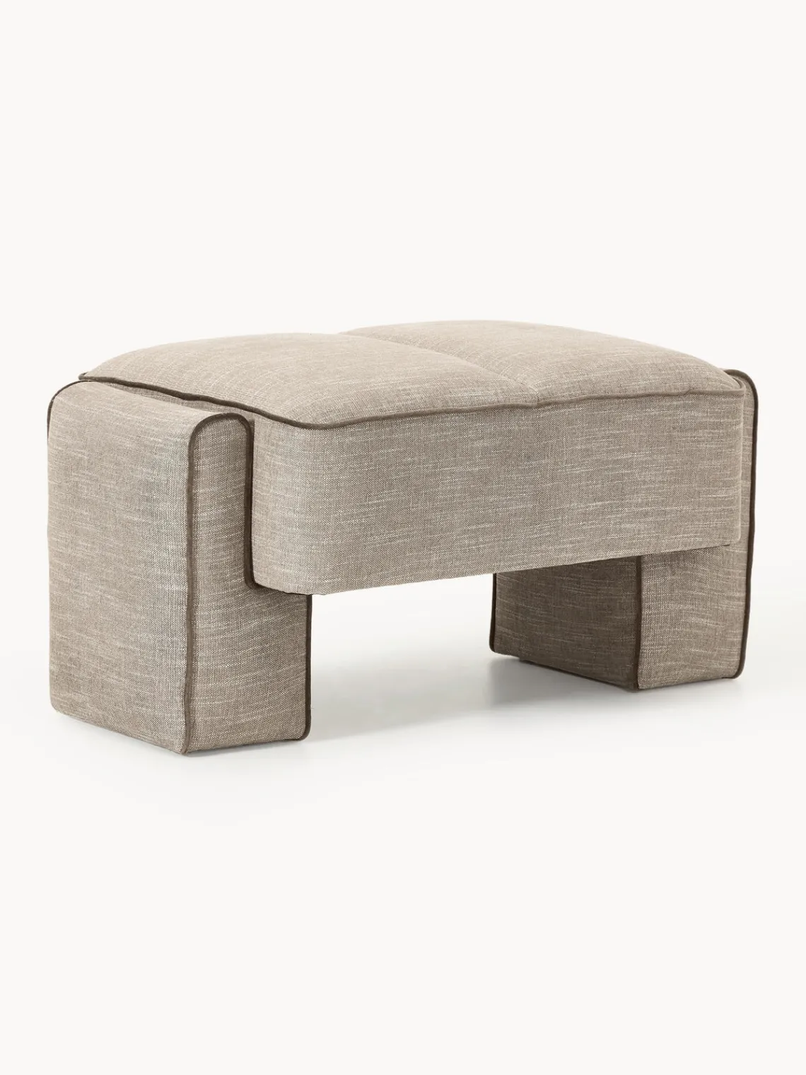 Reposapiés|Sofás>Westwing Collection Puf reposapiés Bobi Tejido marrón claro, marrón oscuro