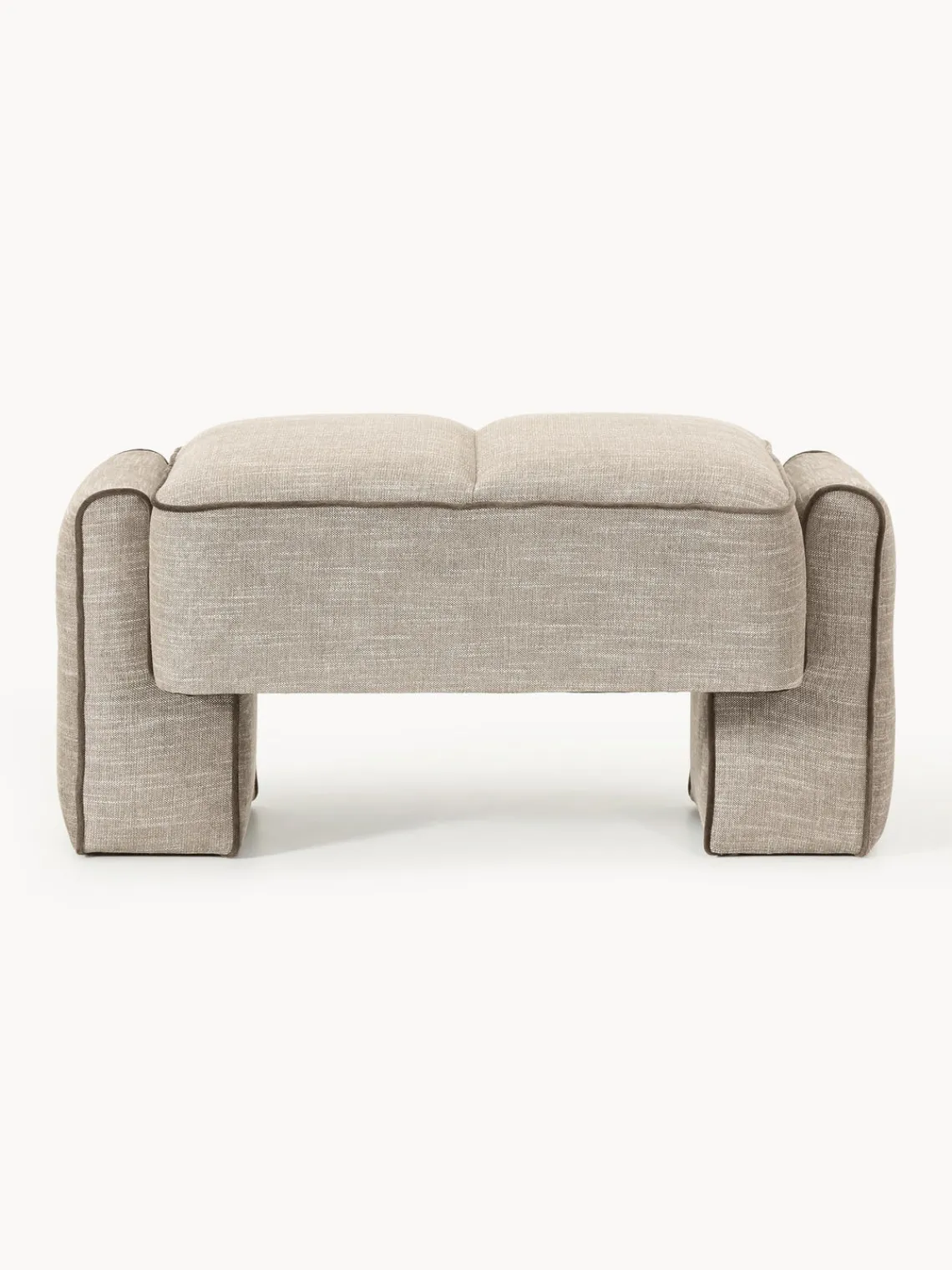 Reposapiés|Sofás>Westwing Collection Puf reposapiés Bobi Tejido marrón claro, marrón oscuro