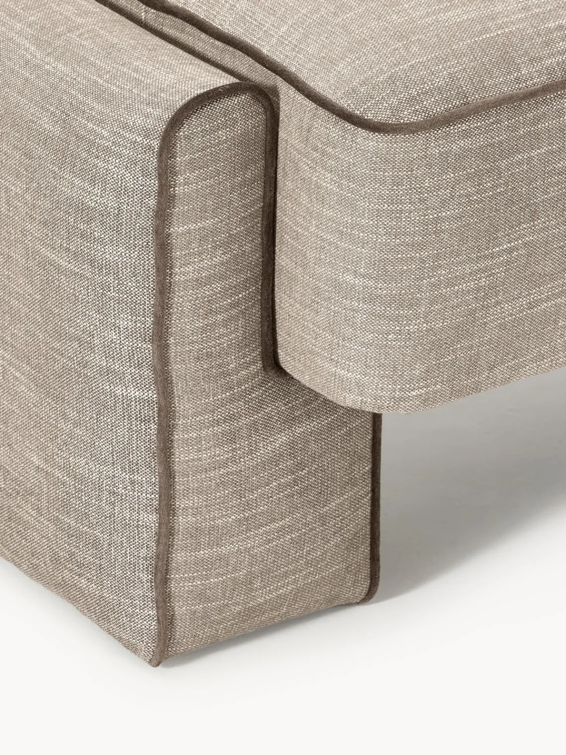 Reposapiés|Sofás>Westwing Collection Puf reposapiés Bobi Tejido marrón claro, marrón oscuro