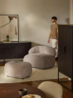 Puf reposapiés de borreguillo bouclé Alba Reposapiés|Sofás