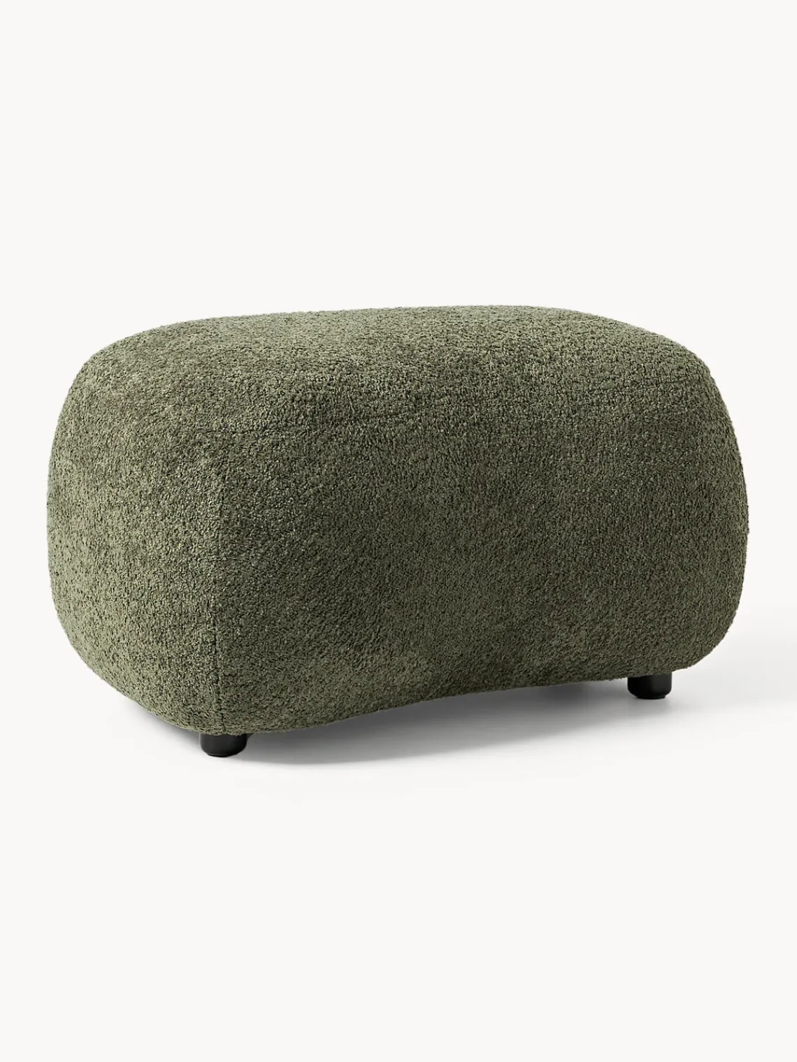 Reposapiés|Sofás>Westwing Collection Puf reposapiés de borreguillo bouclé Alba Borreguillo bouclé verde oscuro