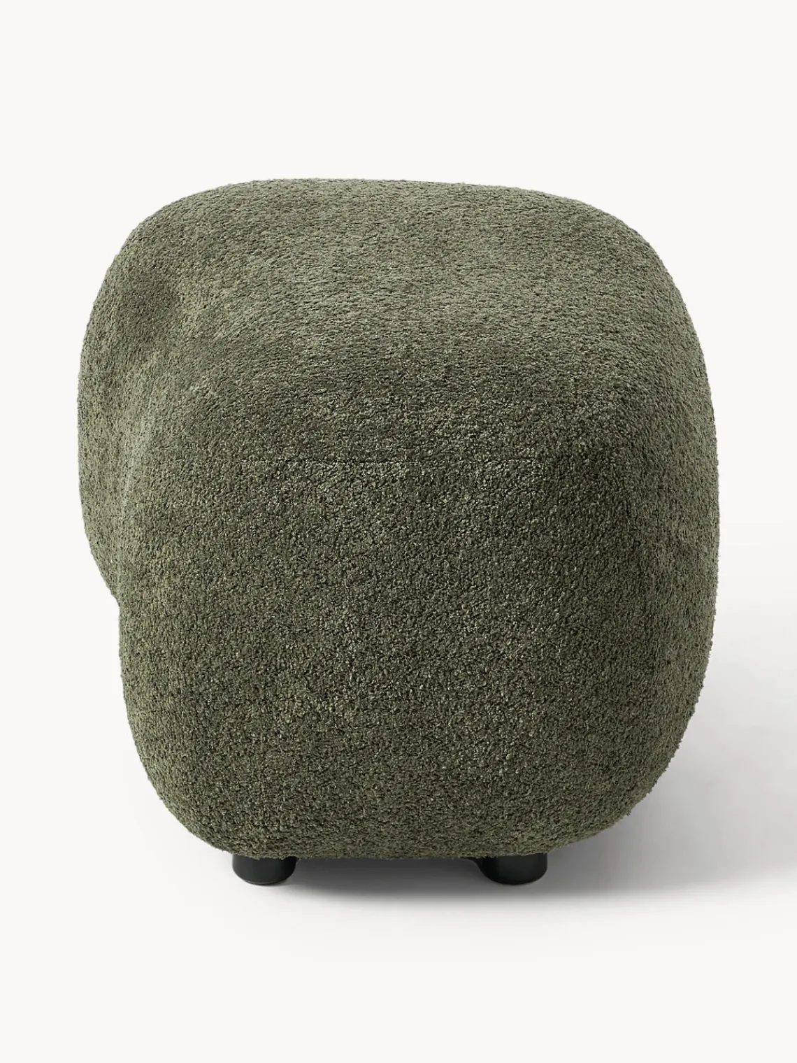 Reposapiés|Sofás>Westwing Collection Puf reposapiés de borreguillo bouclé Alba Borreguillo bouclé verde oscuro