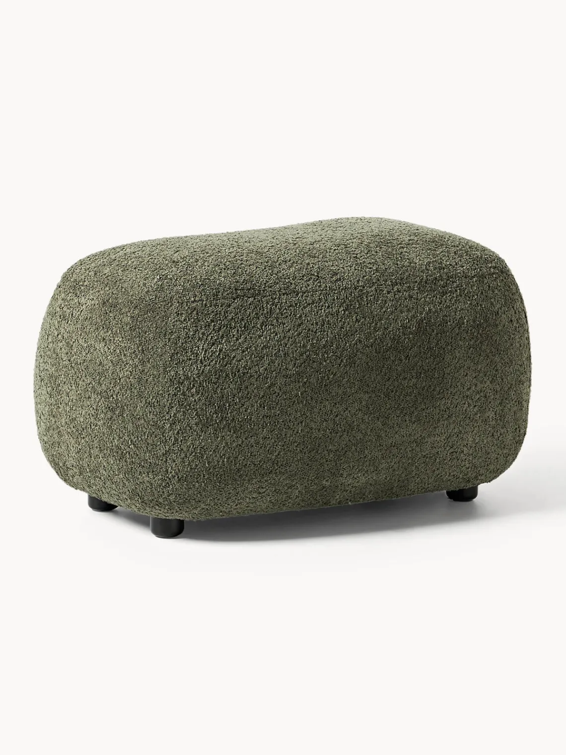 Reposapiés|Sofás>Westwing Collection Puf reposapiés de borreguillo bouclé Alba Borreguillo bouclé verde oscuro