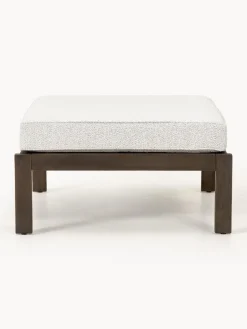 Sofás De Exterior|Sofás De Exterior>Westwing Collection Puf reposapiés de jardín en tejido bouclé de madera de acacia Bo Bouclé blanco, madera de acacia oscura