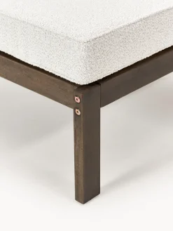 Sofás De Exterior|Sofás De Exterior></noscript>Westwing Collection Puf reposapiés de jardín en tejido bouclé de madera de acacia Bo Bouclé blanco, madera de acacia oscura