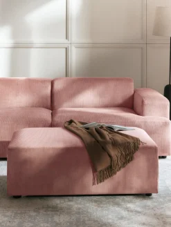 Reposapiés|Sofás>Westwing Collection Puf reposapiés de pana grande Melva, An 116 x F 72 cm Pana rosa palo