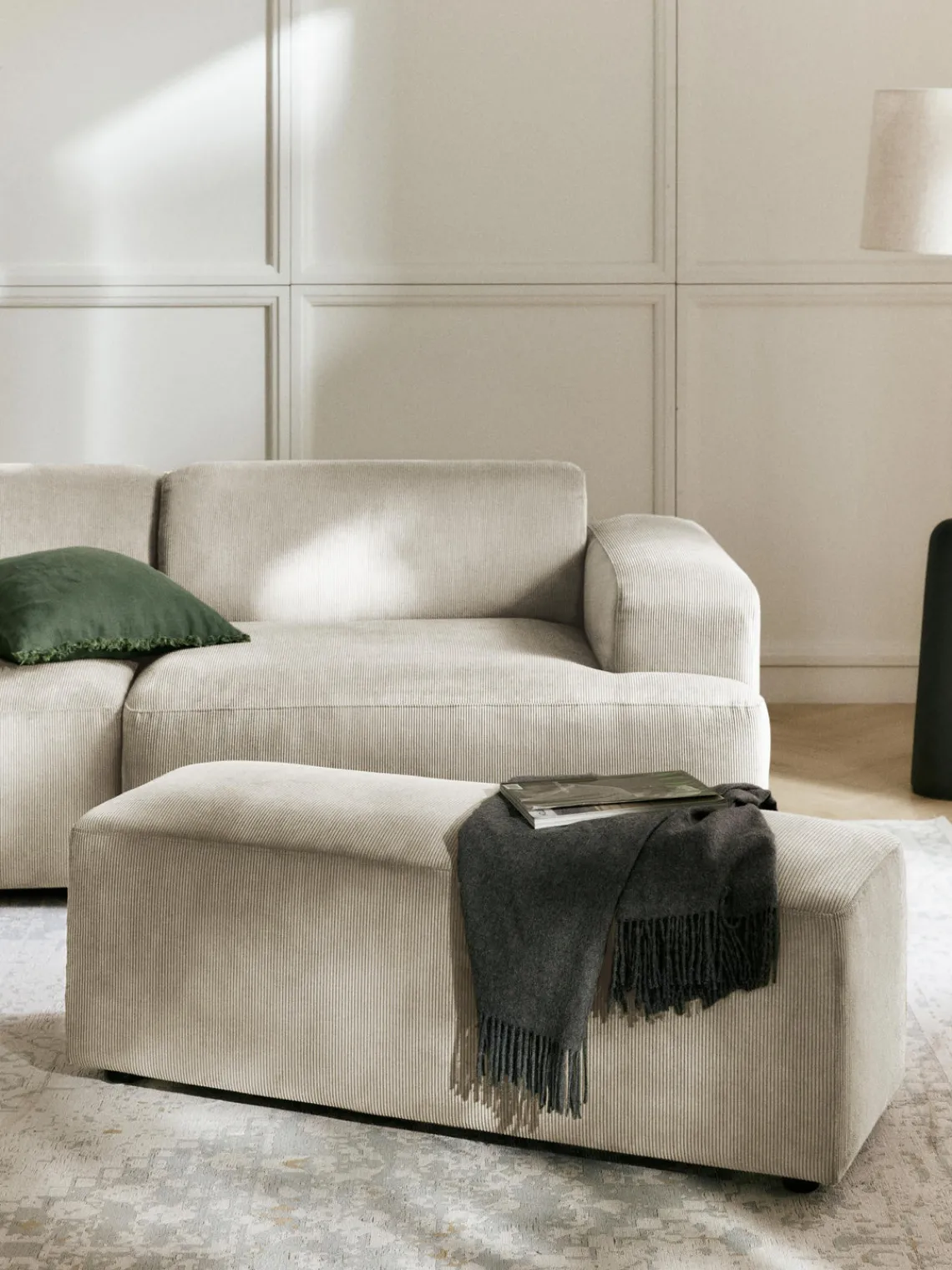 Discount Puf reposapiés de pana grande Melva, 116 x 42 cm Reposapiés|Sofás