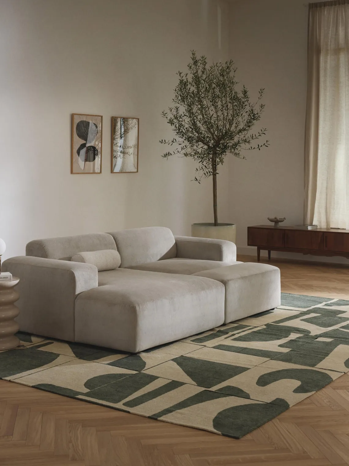 Discount Puf reposapiés de pana grande Melva, 116 x 42 cm Reposapiés|Sofás