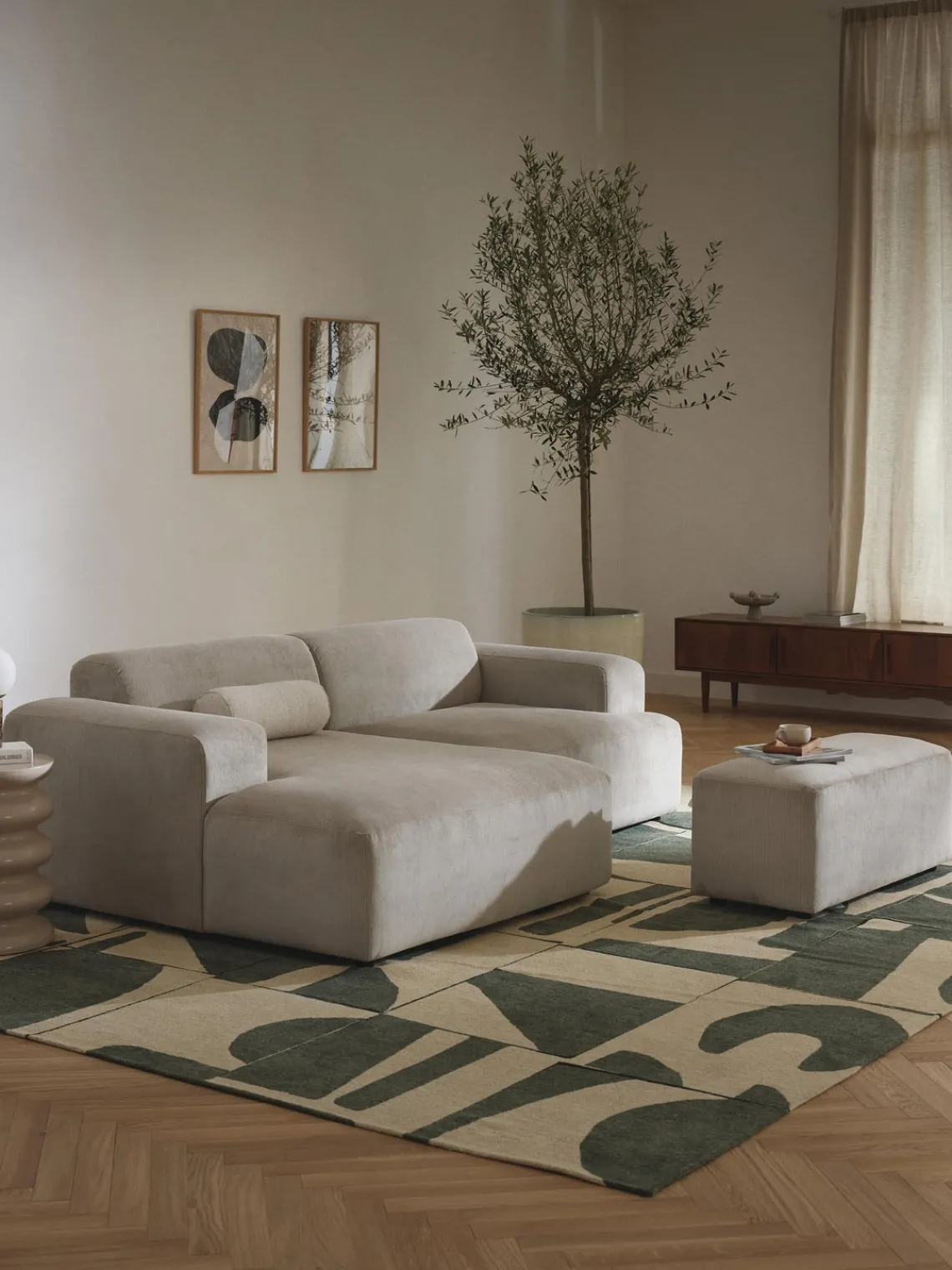 Discount Puf reposapiés de pana grande Melva, 116 x 42 cm Reposapiés|Sofás