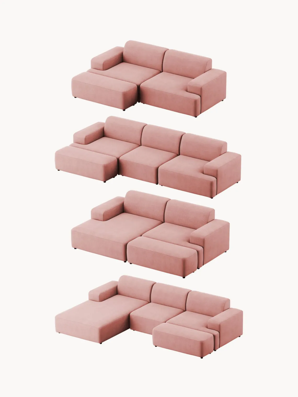 Sale Puf reposapiés de pana grande Melva, 116 x 42 cm Reposapiés|Sofás