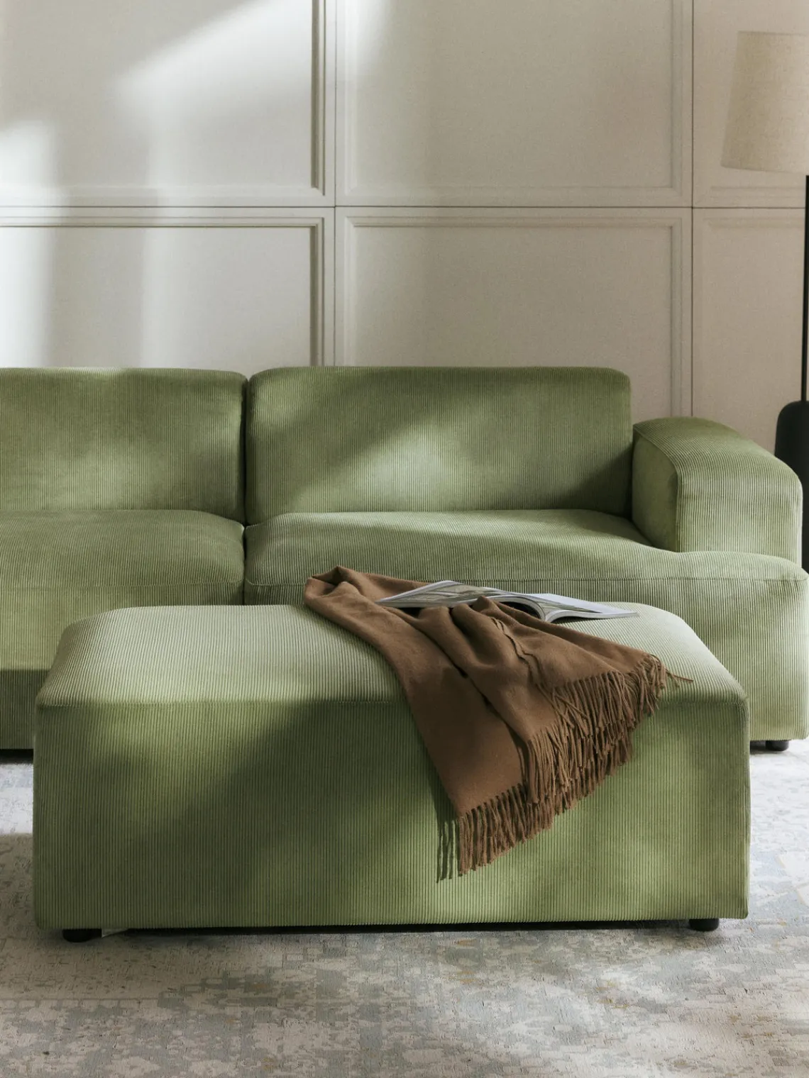 Clearance Puf reposapiés de pana grande Melva, An 116 x F 72 cm Reposapiés|Sofás