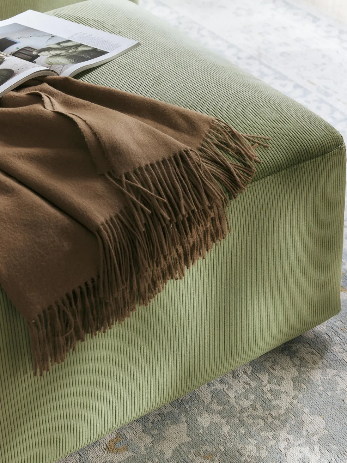 Clearance Puf reposapiés de pana grande Melva, An 116 x F 72 cm Reposapiés|Sofás