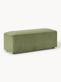 Reposapiés|Sofás>Westwing Collection Puf reposapiés de pana grande Melva, 116 x 42 cm Pana verde oliva